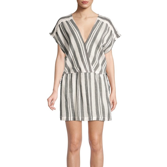 JOIE Grey + White Striped MERCE Mini Dress S - Picture 3 of 8